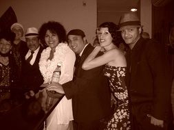 Happy People in vintage clothing at party, cuba, Havana