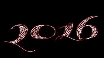 "2016" on a black background