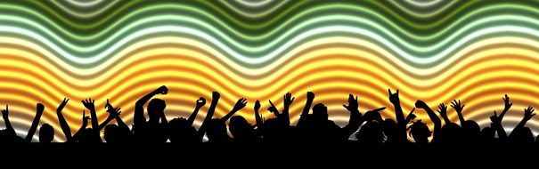 banner with people at the concert