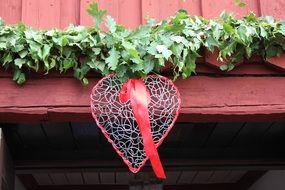 beautiful colorful Wedding Heart with the ornament on the plants