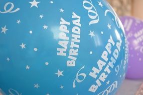 Happy Birthday, inscription on Blue Balloon