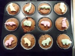 muffins with colorful figures
