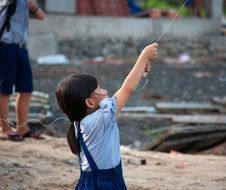 Child Play a kite