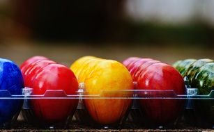 many easter eggs in a tray