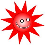 red happy sun over white background
