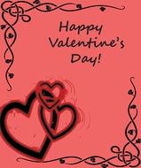 happy valentine's day, pink postcard