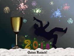 New Year`s drawing on a dark background