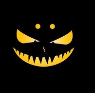 evil smile and eyes on black background