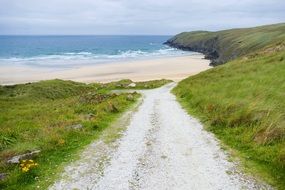 road to penheil sands in cornwall