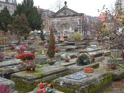 stone gravestones in the old cemetery in nuremberg