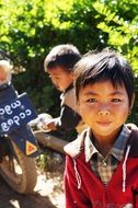 curious boy with friend