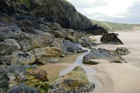 penhale sandstone coastline in cornoull