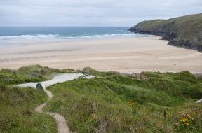 panorama of penhale sands in cornwall