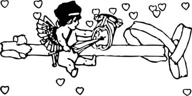 Cupid, vintage drawing, Valentineâs day greeting Card