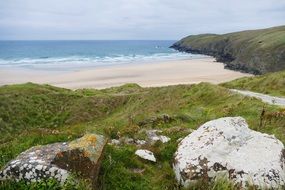 panorama of sand dunes in Cornwall