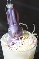 easter decoration in the straw in a glass closeup