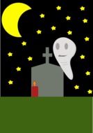 drawing of a ghost on cemetery