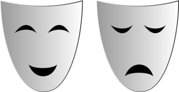 Black and white theatre masks clipart