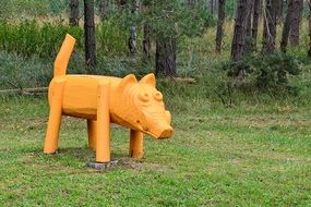 wooden sculpture in the forest