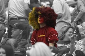 sport fan with funny hair