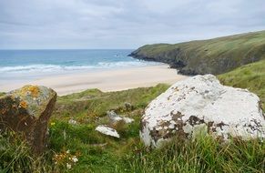 panorama of the coastline in cornwall