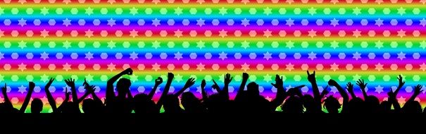 happy people with outstretched hands