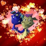 dragon couple in love in heart