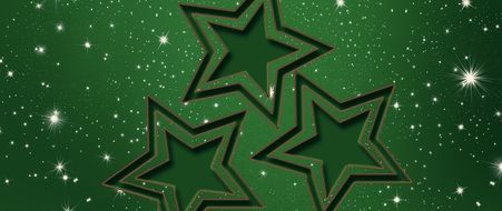 starry green background with Christmas motif