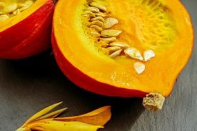 Pumpkin with the seeds in Hokkaido