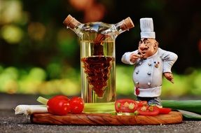 vinegar and tomatoes for cooking a restaurant dish