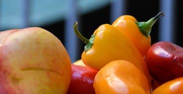 colorful sweet peppers closeup