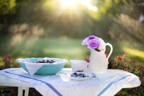 blueberries on the table for breakfast