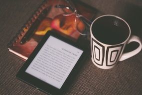 Book, Pen, Mug, Drink, glasses