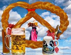 clipart of Beer and pretzels on the Oktoberfest in the Bavaria