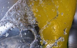 closeup view of mineral water in the slow motion