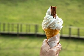 White ice cream cone in the summer