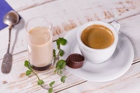 Coffee Drink with milk on table