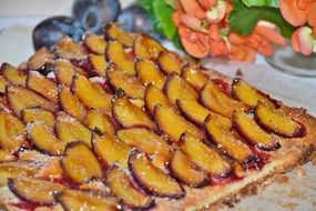 open pie with plums