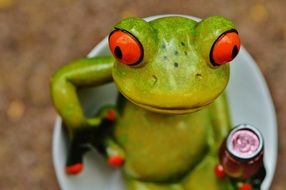 Funny toy Frog with Drink in hand