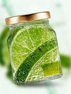 Lime slices in a glass