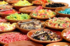 a variety of sweets in dishes