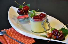 vanilla cherry pudding for dessert