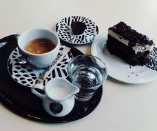 Picture of Coffee and Water and cake