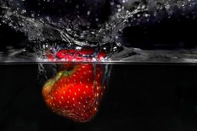 Fresh strawberry in a water