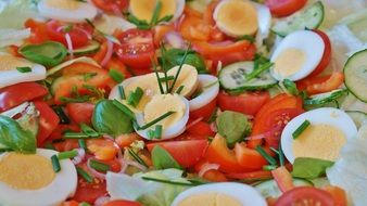 mixed salad with tomatoes and eggs