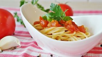 spaghetti with tomatoes in a plate