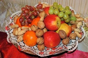 Plate with Colorful Fruits and Nuts
