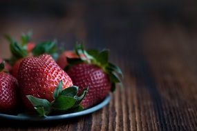 fresh strawberries in the plate