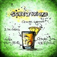 cocktail recipe screwdriver on poster