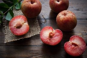 half of Plums Ripe Healthy Food Fresh